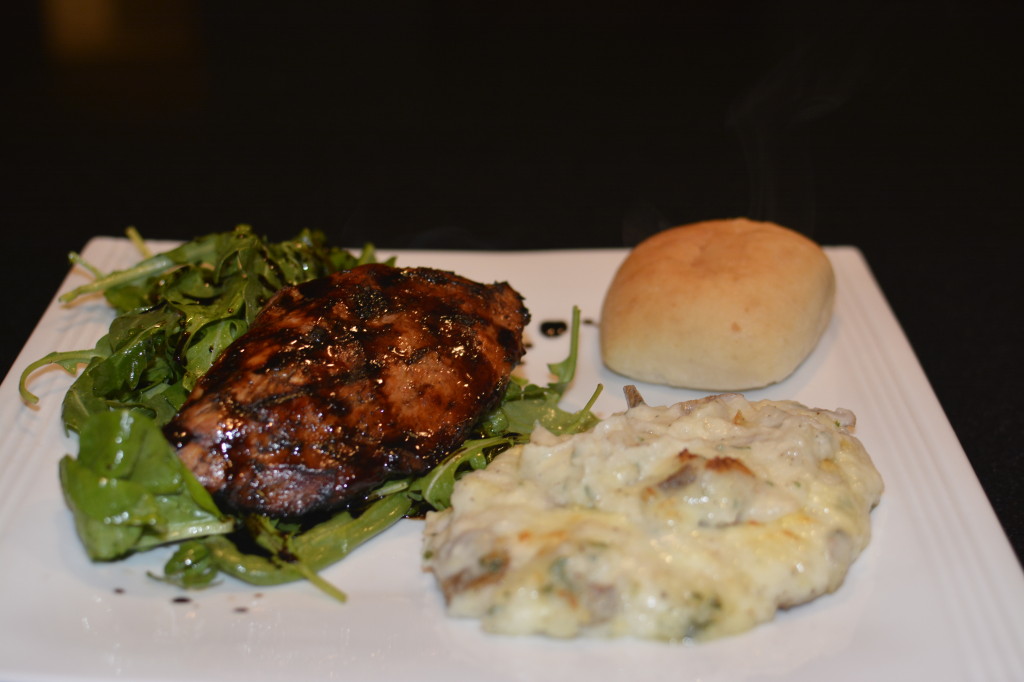 Balsamic Chicken and White Cheddar Mashed Potatoes-- firstandfull.com