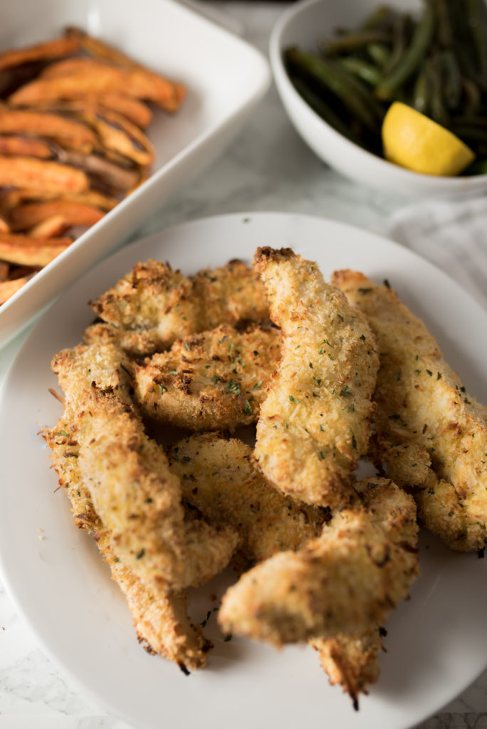 Crispy Oven-Baked Coconut Chicken Tenders-- firstandfull.com