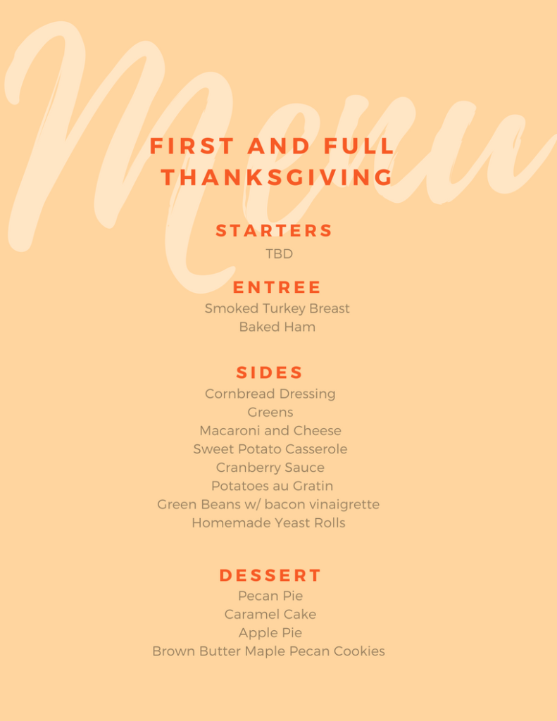 Thanksgiving Menu - First and Full