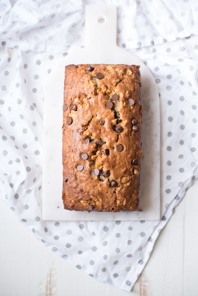 Butterscotch Banana Bread: Tender and moist banana bread packed with chocolate chips, butterscotch, and walnuts for a little crunch.